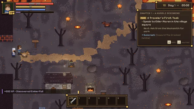 The ash fields of Emberfall at night